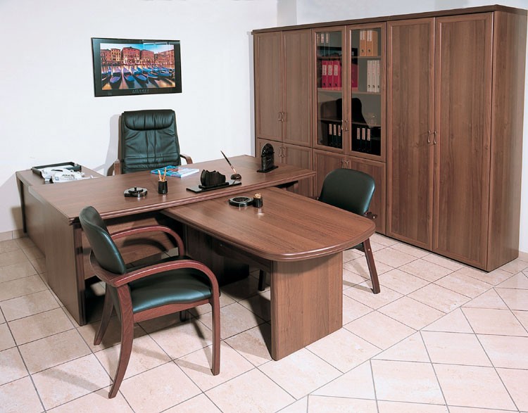 Комплект мебели для кабинета. Кабинет Гамильтон Юнитекс. Стол для переговоров Юнитекс, сер. Мастер, цвет темный орех, арт.МТ 156. Мебель для кабинета руководителя.