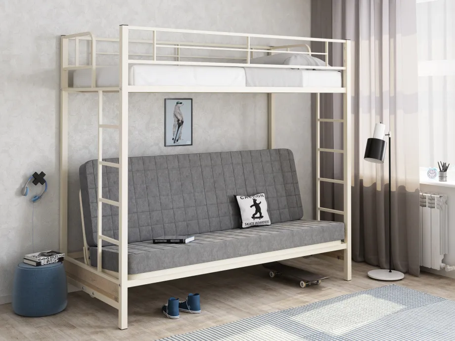 Кровать двухъярусная с диваном М